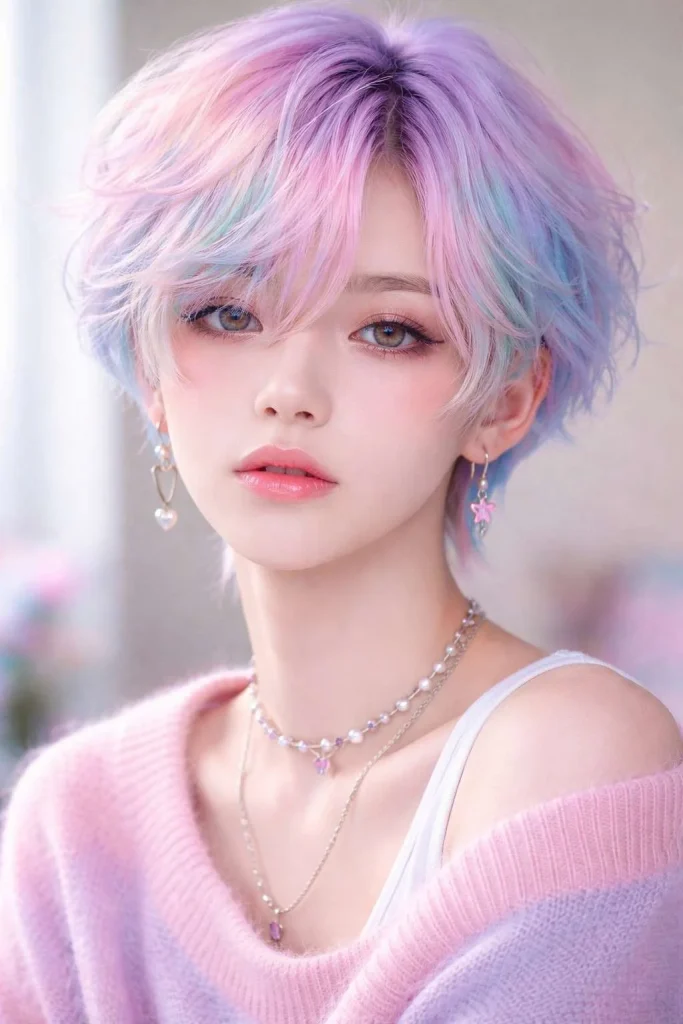Pastel Colored Femboy Hairstyle